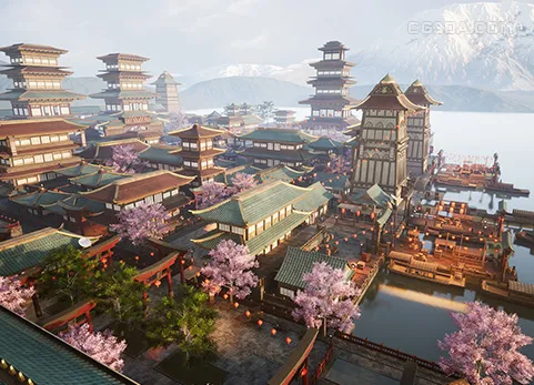 日式古建筑-Modular Asian Medieval City