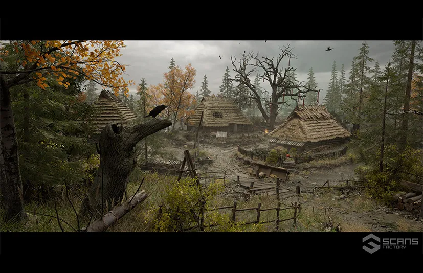 中世纪村庄 - 斯拉夫小屋环境 - Medieval Village - Slavic Huts environment