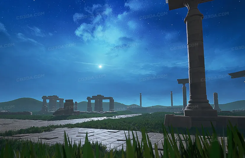 中世纪石柱与石头-Stylized Ancient Columns and Stones