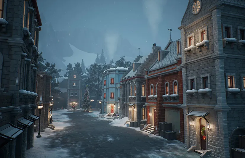 风格化的冬季城市环境 - Stylized winter city environment