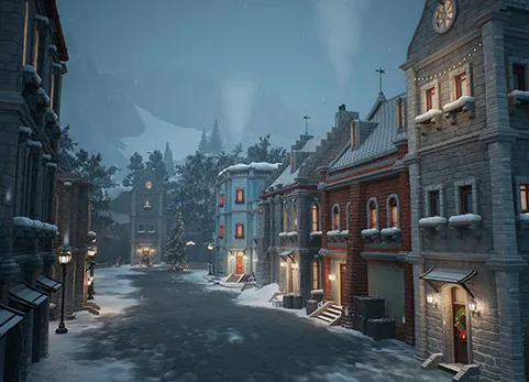 风格化的冬季城市环境 - Stylized winter city environment