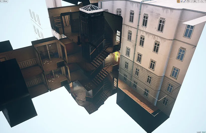 City 17 楼梯间和阁楼场景 - City 17 Stairwell and Attic Scene