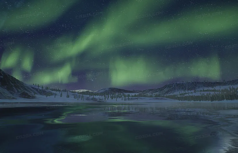 北极极光-Arctic Aurora Landscape