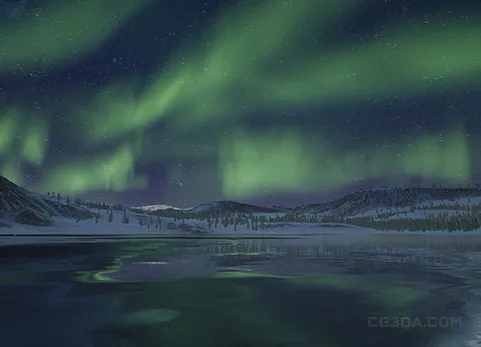 北极极光-Arctic Aurora Landscape