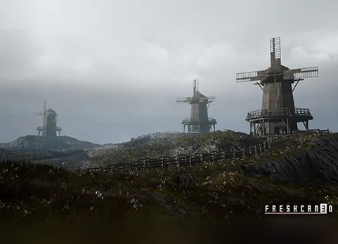中世纪风车与内饰 - Medieval Windmill with interiors ( Medieval Rural Windmill, Medieval Landscape )
