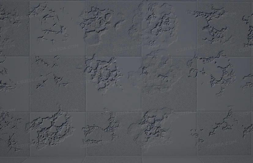 法线凹凸墙壁地面破损贴花材质-Normal Damage Decals