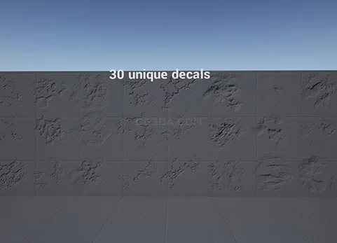法线凹凸墙壁地面破损贴花材质-Normal Damage Decals