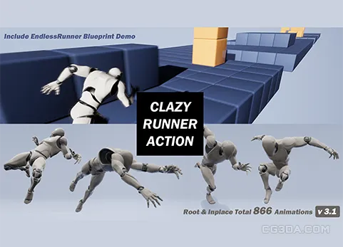 跳跃跑酷动画包-CLazy Runner Action Pack