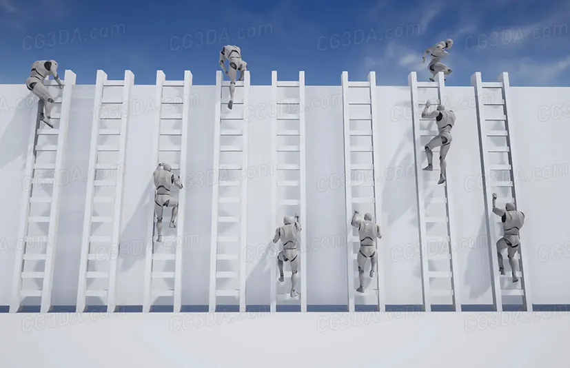 梯子和壁架攀爬动画-Ladders and Ledges Animset