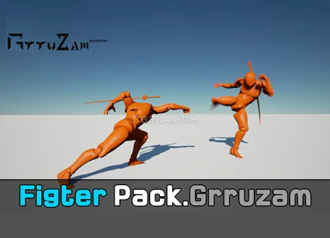 忍者格斗搏击动画-Powerful Fighter Pack(Can be used with my Sword Pack)