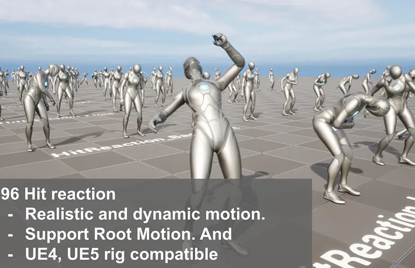 命中反应动画包 - UE4/UE5 人体模型 - Hit Reaction Animation