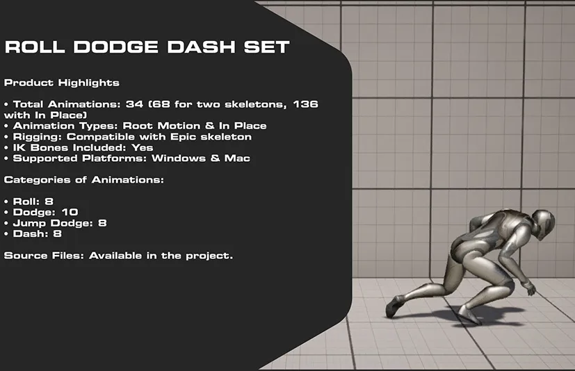 翻滚躲避闪避冲刺动画包 - Roll Dodge Dash Set