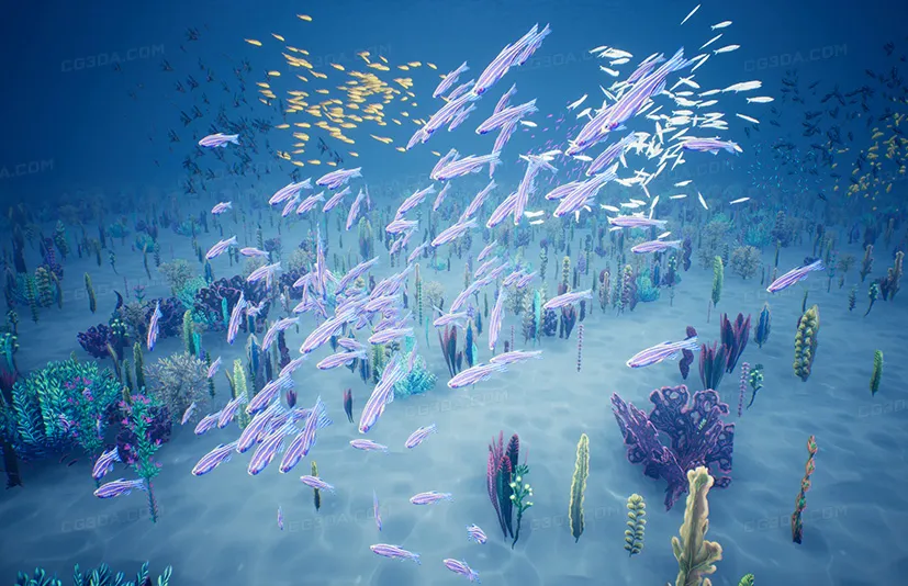 奶瓜风格化小鱼粒子系统 - Stylized Small Fishes [Niagara]