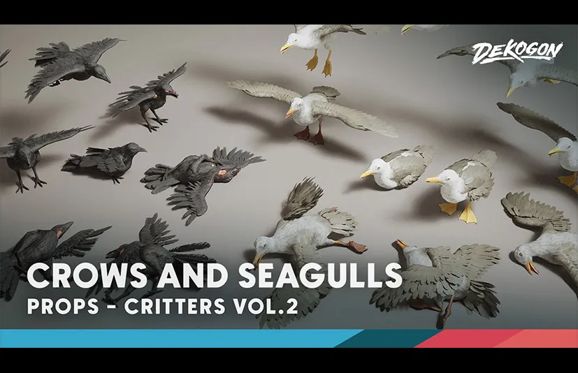 小动物包-乌鸦和海鸥 - Critters VOL.2 - Crows & Seagulls (Nanite and Low Poly w/Particle)
