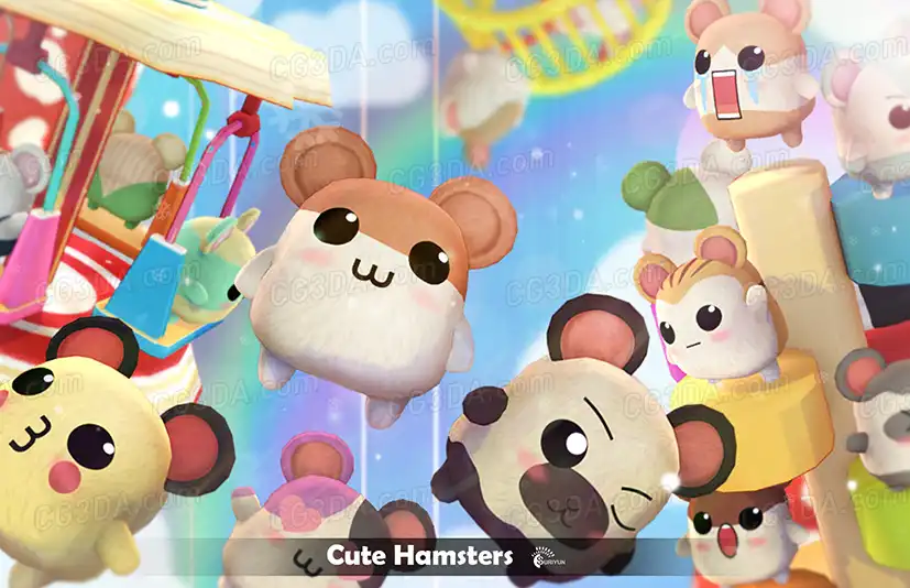 可爱的卡通仓鼠-Cute Hamsters