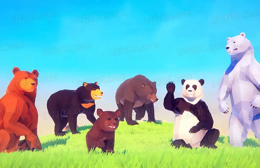 风格化艺术熊-Poly Art Bear