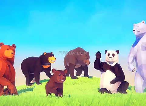 风格化艺术熊-Poly Art Bear