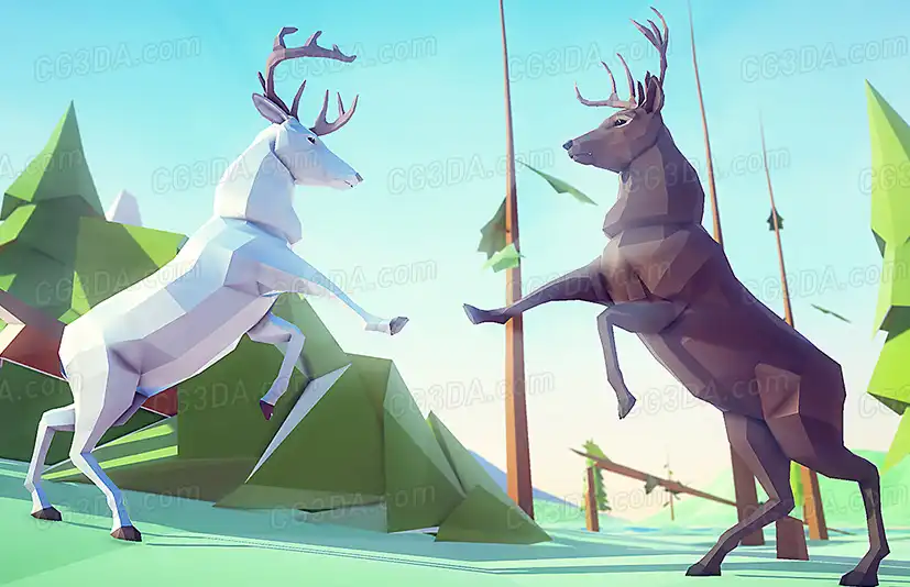 风格化鹿-Poly Art Deer