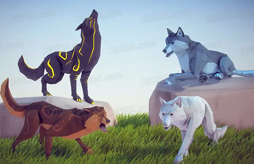 风格化森林狼-Poly Art Wolf
