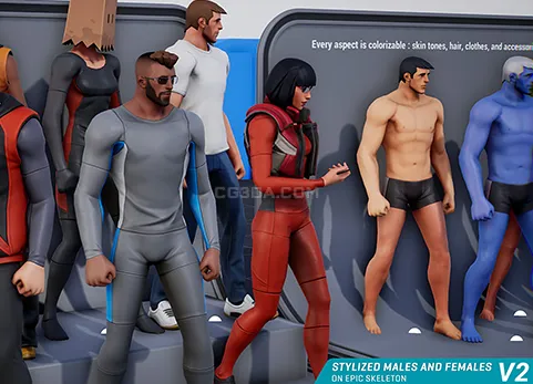 都市年轻男女-Stylized Modular Males and Females - assets only
