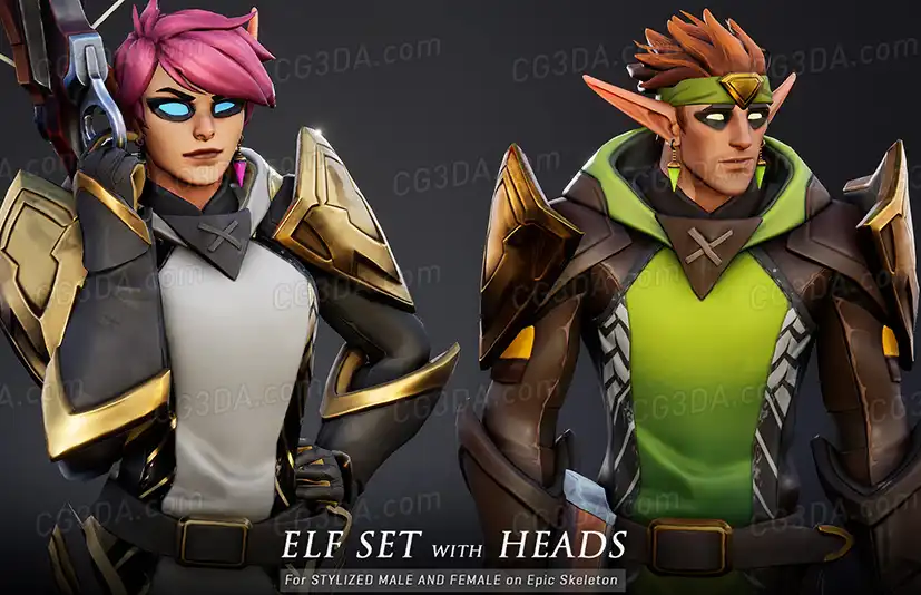 精灵战士-Fantasy Elf Set for Stylized Male and Female
