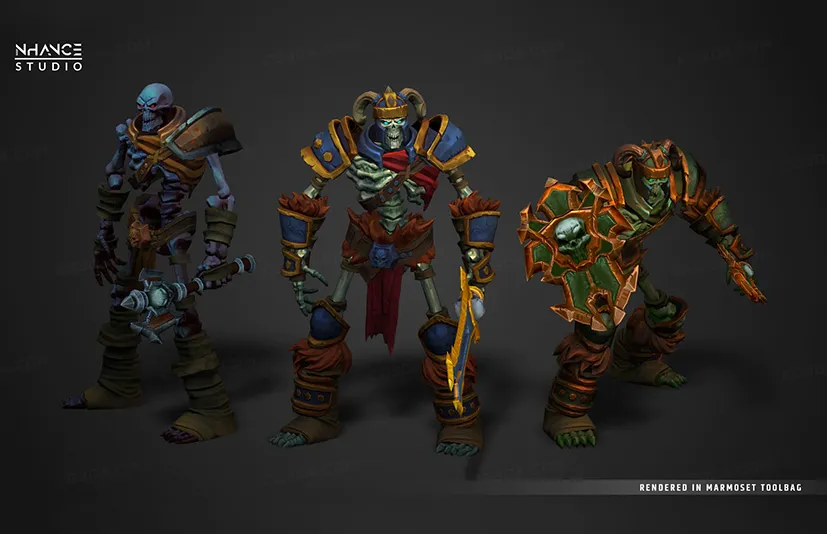 骷髅战士英雄-Modular Fantasy Stylized Skeleton Warrior Hero