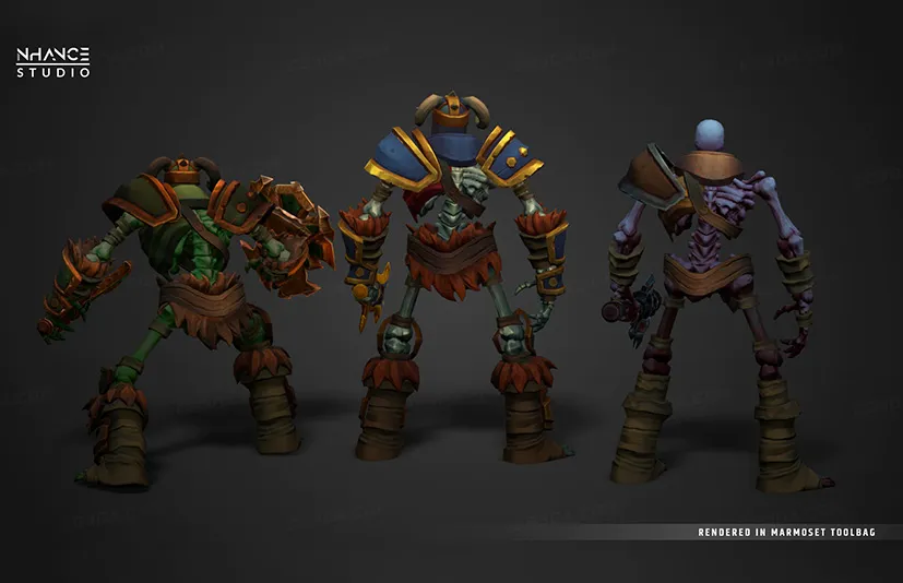 骷髅战士英雄-Modular Fantasy Stylized Skeleton Warrior Hero