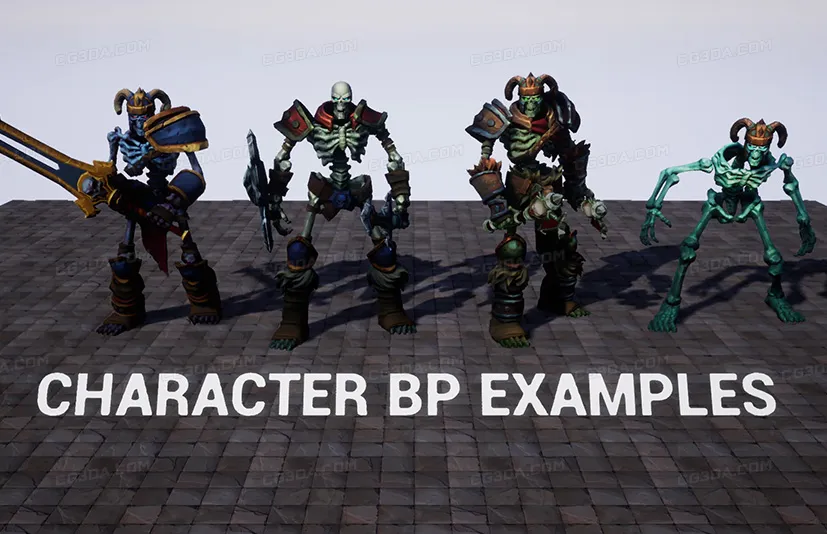 骷髅战士英雄-Modular Fantasy Stylized Skeleton Warrior Hero