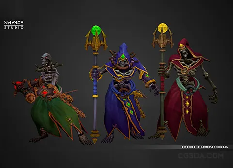 骷髅巫师英雄-Modular Fantasy Stylized Skeleton Warrior Hero
