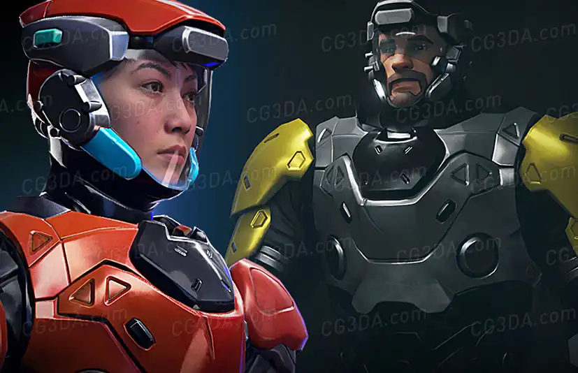 超人类科幻骑兵套装-SciFi Trooper Set for Stylized Males and Females, MetaHumans, Manny and Quinn