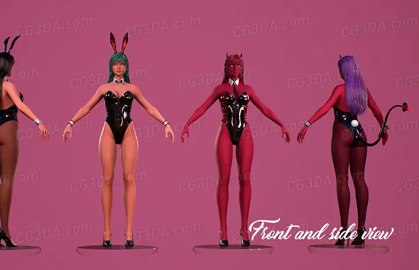 可爱女恶魔-Cute Bunny and Devil Girl with Demon skin - Low Poly FPS Stylized Character