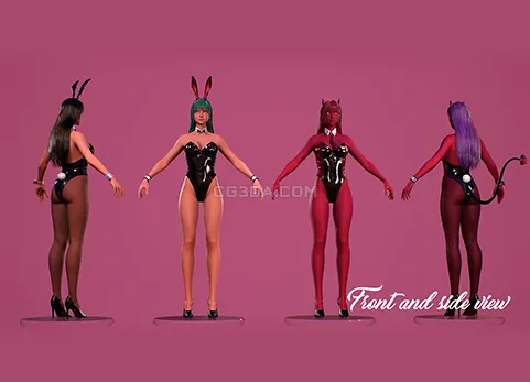 可爱女恶魔-Cute Bunny and Devil Girl with Demon skin - Low Poly FPS Stylized Character
