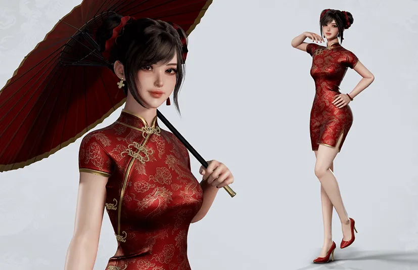 中国旗袍女孩 - Jua Lee - Girl in Cheongsam Qipao Dress