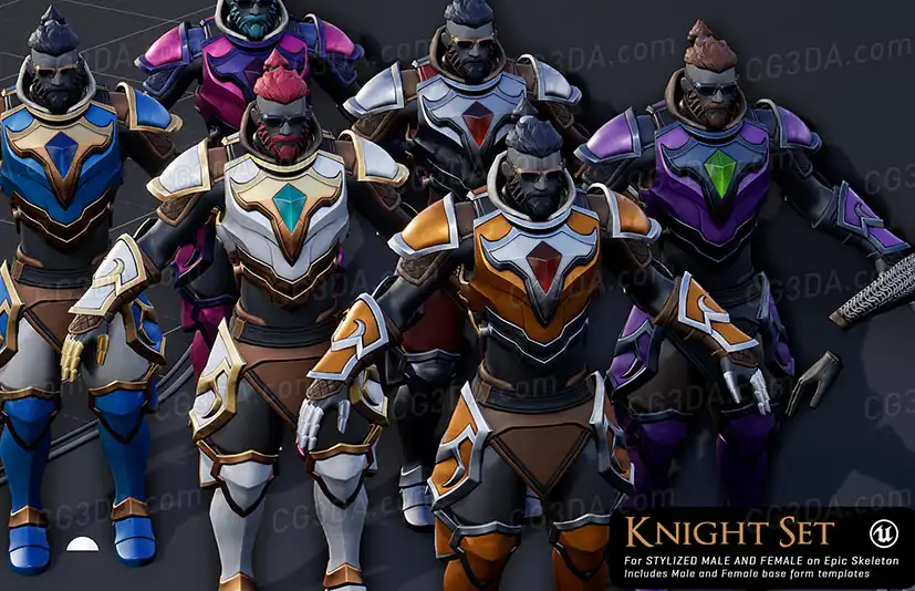 盔甲骑士-Fantasy Knight Set for Stylized Males and Females and MetaHumans
