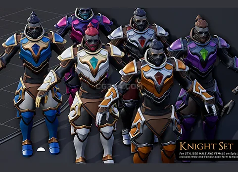 盔甲骑士-Fantasy Knight Set for Stylized Males and Females and MetaHumans