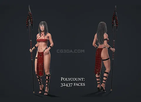 亚马逊女战士-Amazon Female Warrior, Native Knight Realistic Girl MMORPG Stylized Character