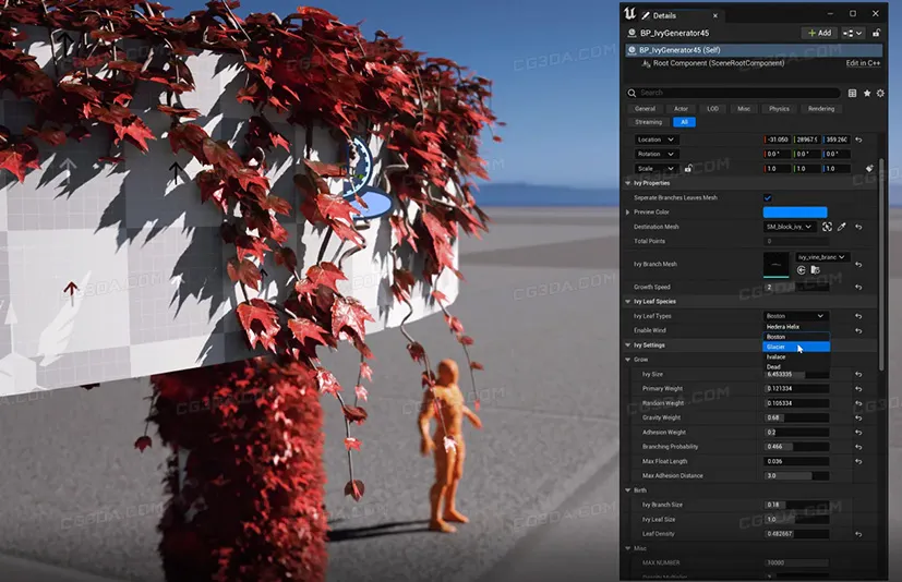 藤蔓插件-Crazy Ivy - Procedural Ivy & Vine Generator Plug-in - Auto Grow Plants In Editor