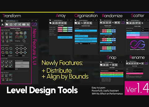 关卡设计工具 - DrCG 助手工具包（分布 对齐 阵列） - Level Design Tools - DrCG Assistant Helper Toolkit (Distribute, Align, Array)