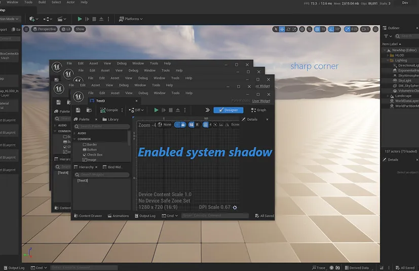 系统窗口阴影与优化 - Editor Windows Frame