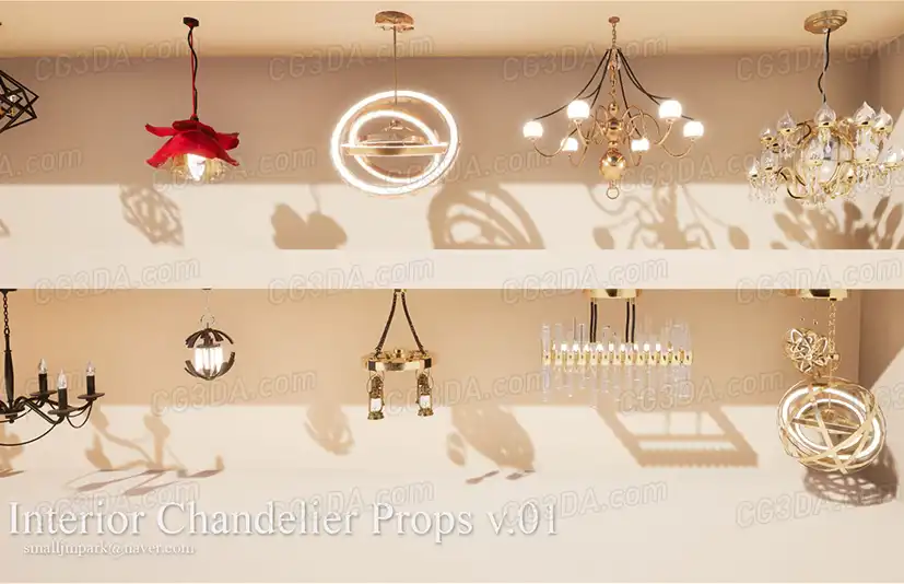 室内吊灯道具-Interior Chandelier Props v.01