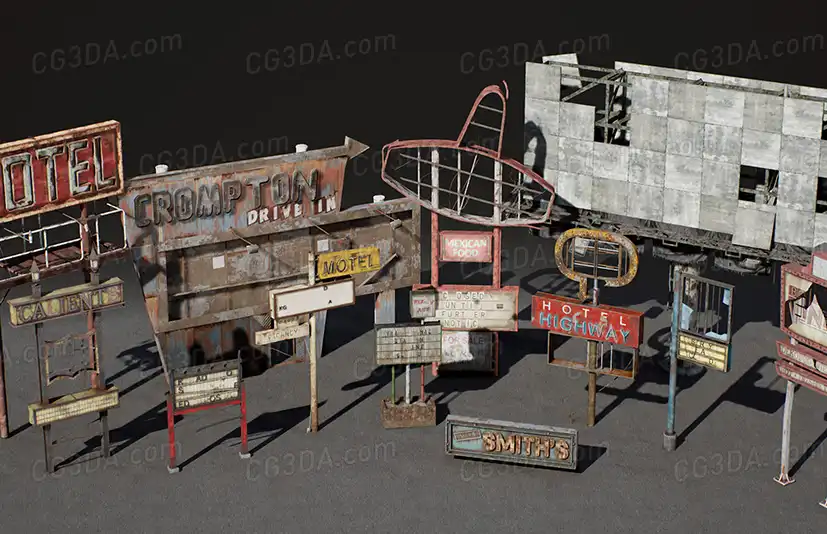 废弃破旧的路牌招牌-Post Apocalyptic Signs - VOL 2