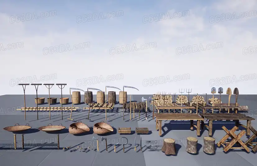 中世纪系列：农夫和伐木工工具-Medieval Series: Farmer and WoodCutter Tools