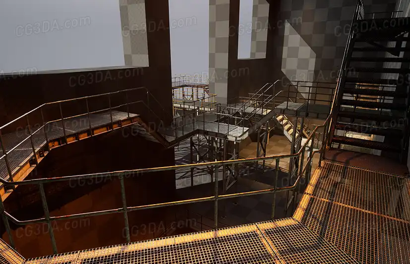 工业化楼梯建筑-Modular Industrial Catwalks Set