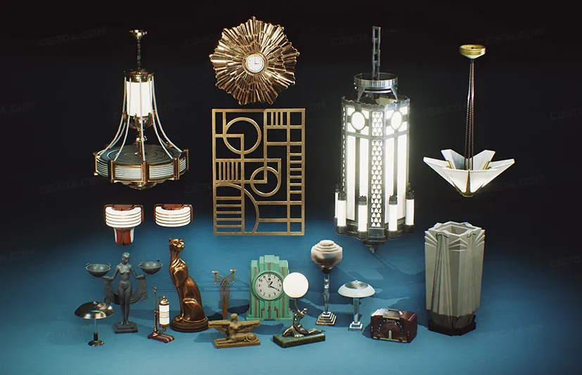 室内装饰组合道具包-Art Deco-COMBO Prop Pack (VOL 1-4)