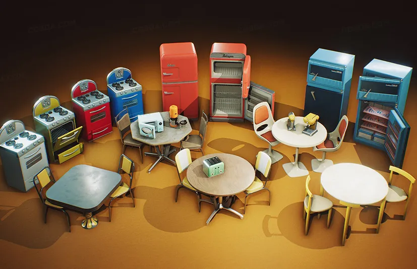 中世纪复古室内模型VOL.3-Retro Mid Century Mod Props VOL.3