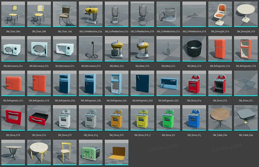 中世纪复古室内模型VOL.3-Retro Mid Century Mod Props VOL.3