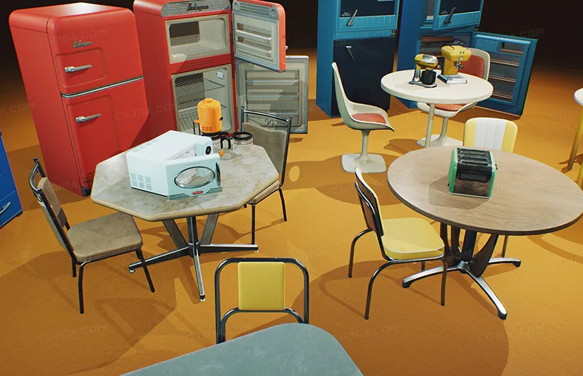 中世纪复古室内模型VOL.3-Retro Mid Century Mod Props VOL.3