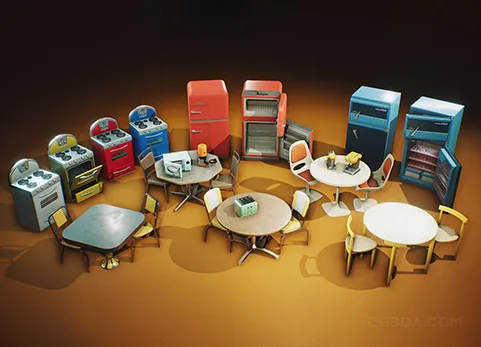 中世纪复古室内模型VOL.3-Retro Mid Century Mod Props VOL.3