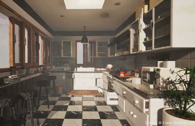 室内与游戏厨房道具03-Interior & Game Kitchen props v.03