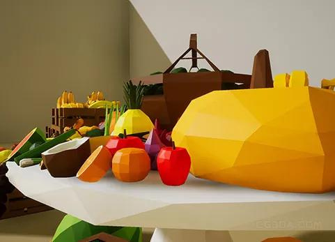 风格化水果蔬菜-Low Poly Fruits and Vegetables